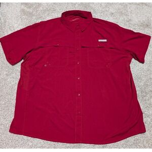 Real Tree Fishing Red Short Sleeve Button Up Shirt Men's 3XL